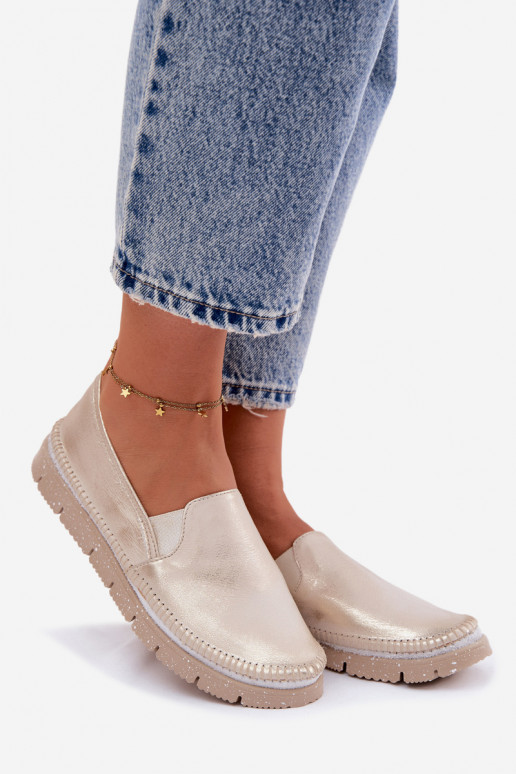 Feminin Schuhe Es mussciejka Ein überzeugendes Stilvollll Haut 03512-25 goldene Farbe Przecierany