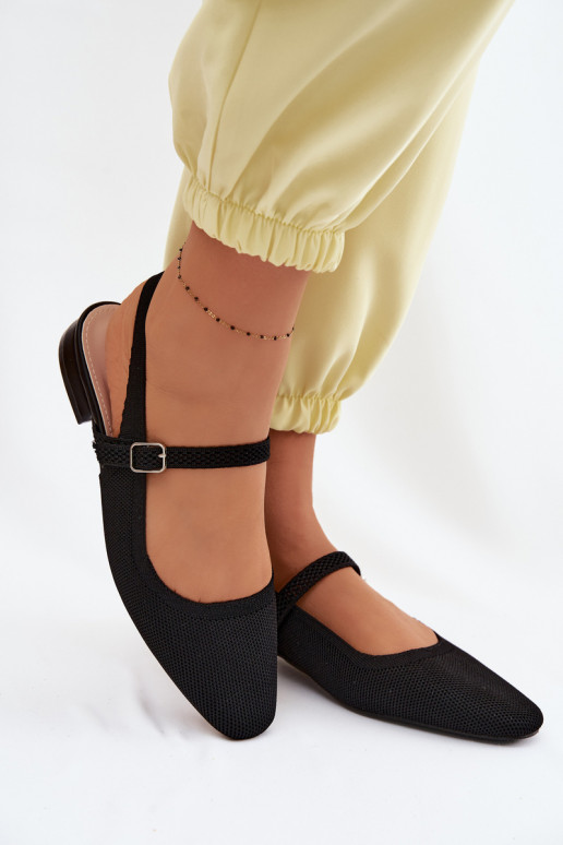 Schwarze Damenballettschuhe mit Riemchen Selrene