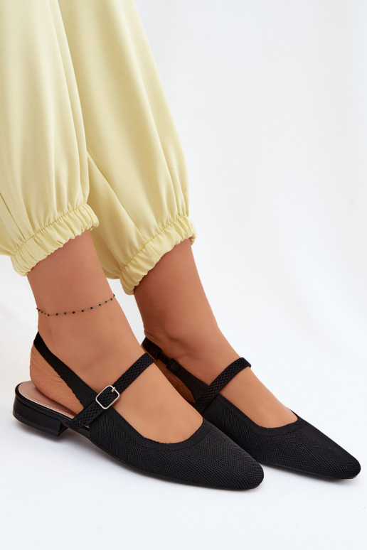  Sandalen Ballerinas Feminin mit Riemen schZuarze Farbe Selrene