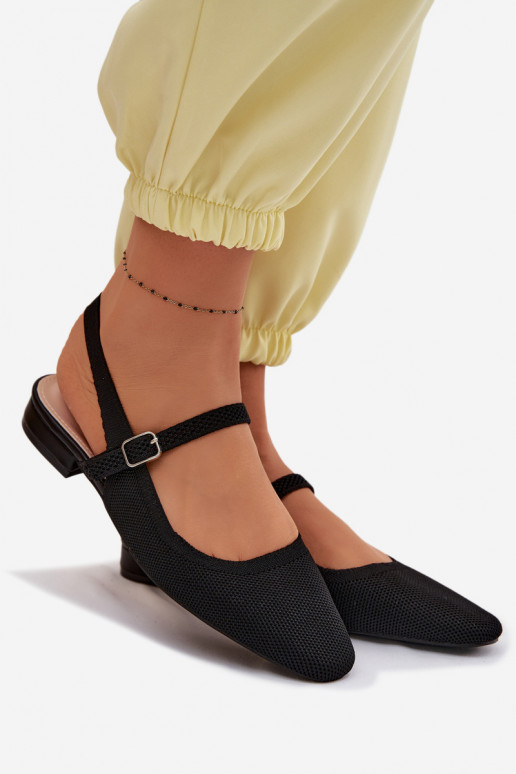 Schwarze Damenballettschuhe mit Riemchen Selrene