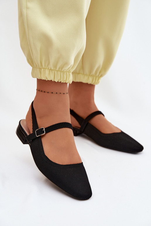 Schwarze Damenballettschuhe mit Riemchen Selrene
