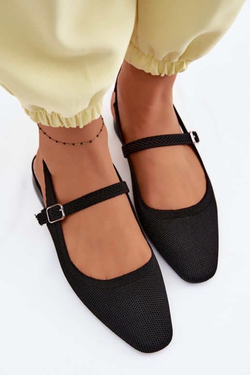  Sandalen Ballerinas Feminin mit Riemen schZuarze Farbe Selrene