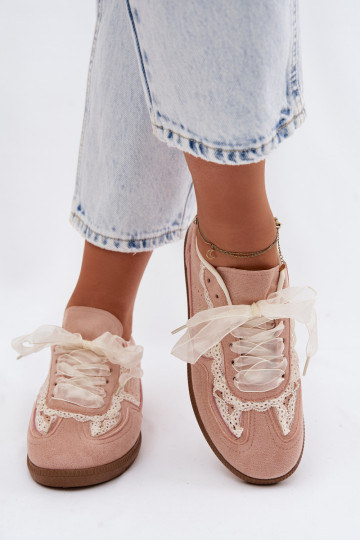 Sneakers Stilvollllschuhe Feminin mit Spitze pinke Farbe Ilrene 2