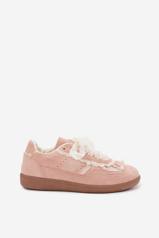 Sneakers Stilvollllschuhe Feminin mit Spitze pinke Farbe Ilrene
