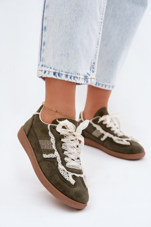 Grüne Damen-Sneaker mit Schnürsenkeln Ilrene