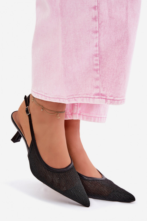 Netz Sandalen Ermöglicht Smukłym Obcasie schZuarze Farbe Calora