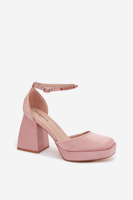 Champagnerne Sandalen mit Absatz und Satin-Finish Calistae