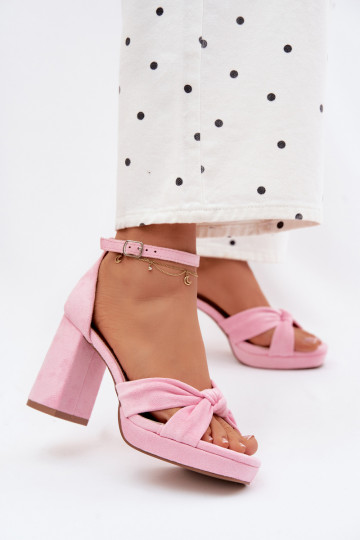 Rosa High-Heels Sandalen aus Kunstveloursleder Rosetta 2