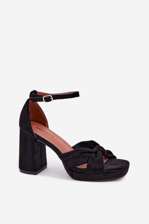 Schwarze High-Heels Sandalen aus Kunstveloursleder Rosetta