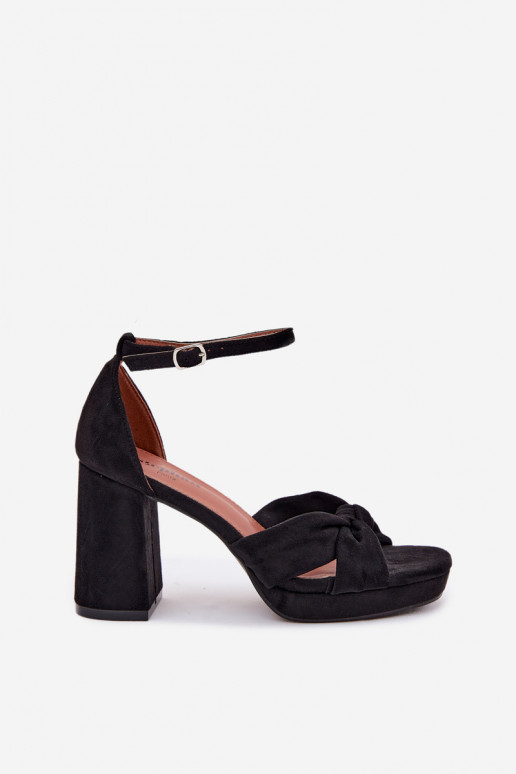 Schwarze High-Heels Sandalen aus Kunstveloursleder Rosetta
