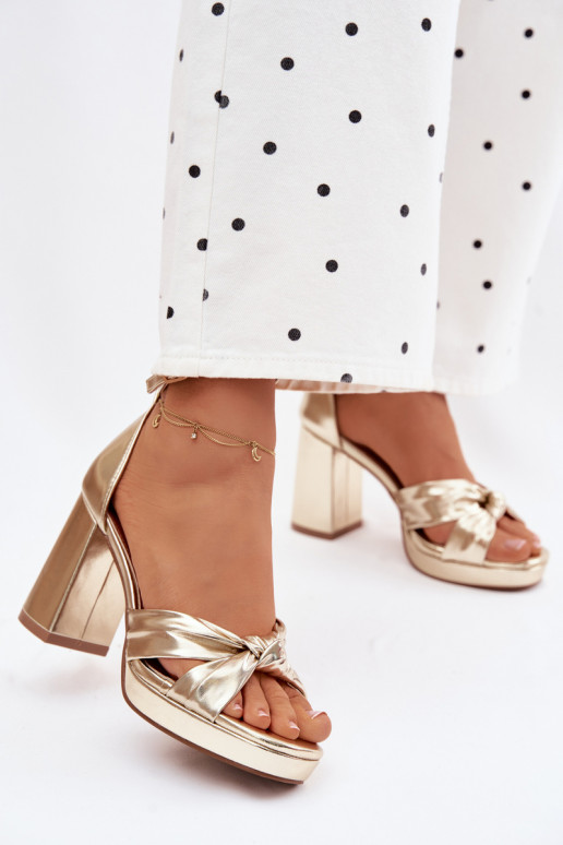 Damen-Sandalen mit hohen AbsätzenImitacji Skóry goldene Farbe Rosetta