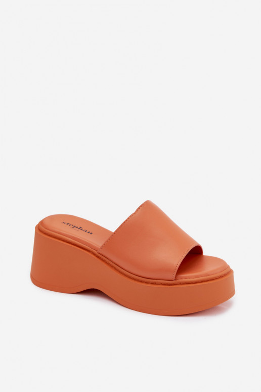 Damen orange Plattformslipper Virelia