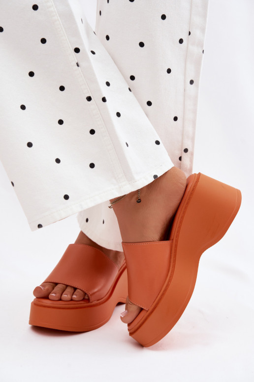 Damen orange Plattformslipper Virelia
