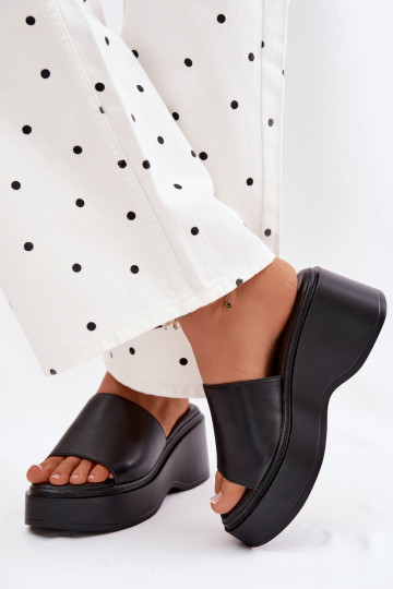 Damen schwarze Plattformslipper Virelia 2