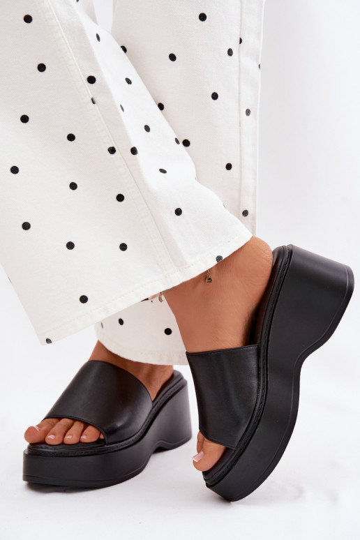 Damen schwarze Plattformslipper Virelia