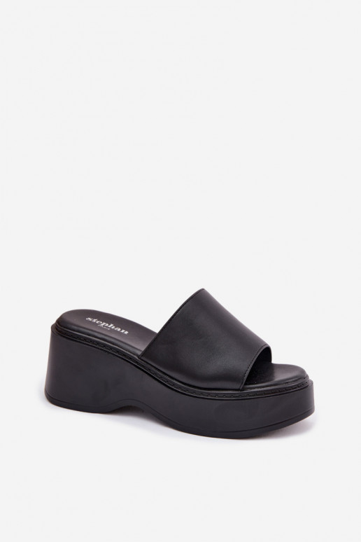 Damen schwarze Plattformslipper Virelia