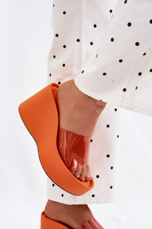 Damen orange Plattformslipper mit transparenten Riemen Zolretia