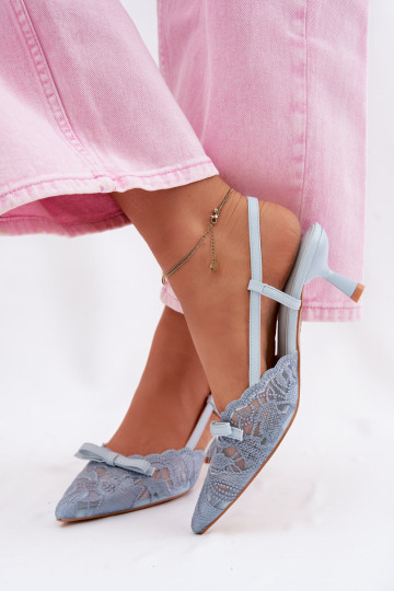 Schnürsandalen Feminin Ermöglicht obcasie mit Bändern blaue Farbe Es mussribelle 2