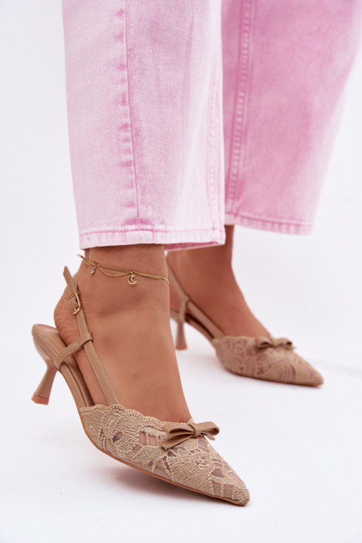 Schnürsandalen Feminin Ermöglicht obcasie mit Bändern Beige Es mussribelle