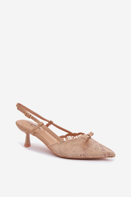 Schnürsandalen Feminin Ermöglicht obcasie mit Bändern Beige Es mussribelle