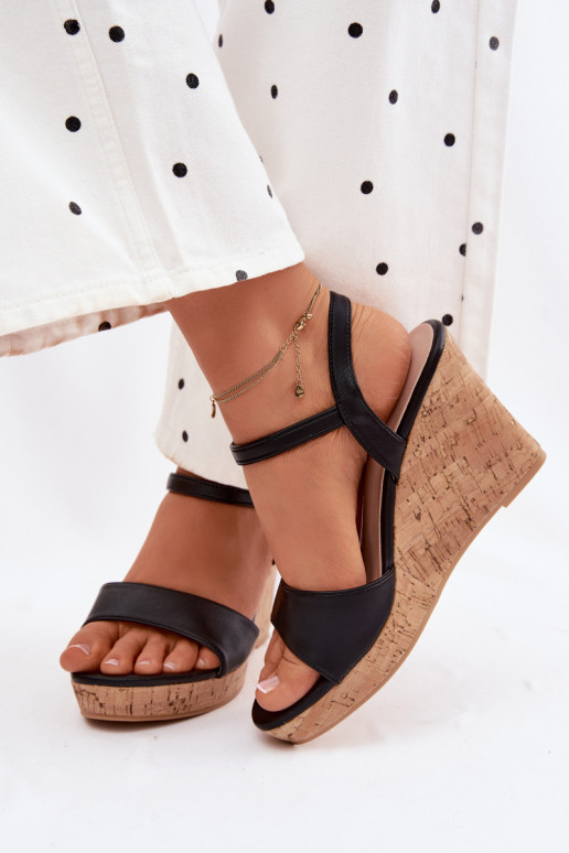 Damen schwarze Plattformsandalen Clarabella