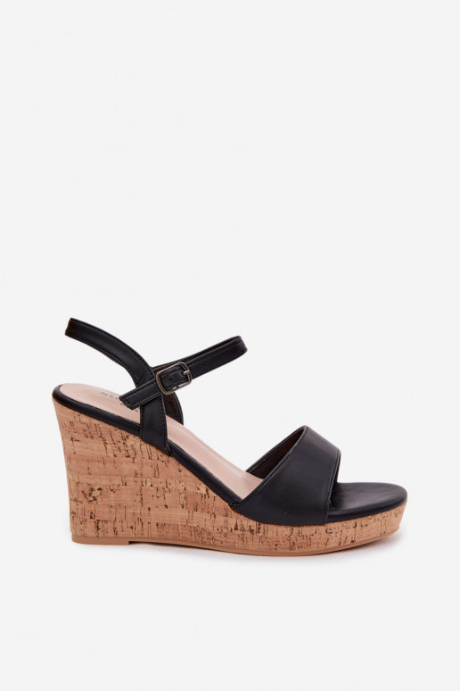 Damensandalen mit einer Plattform schZuarze Farbe Clarabella