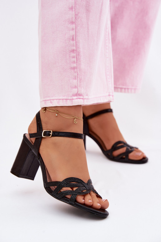 Damen schwarze High Heels Sandalen Antonella