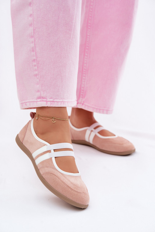 Rosa sportliche Ballerinas mit elastischen Riemen Donatella