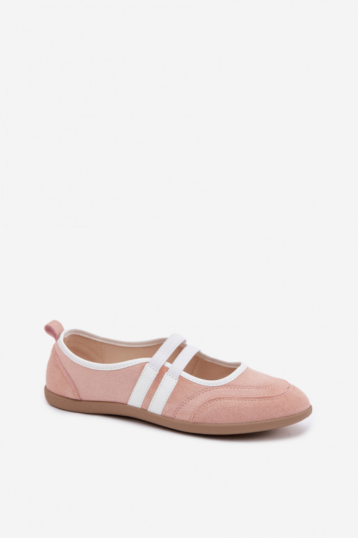 Rosa sportliche Ballerinas mit elastischen Riemen Donatella