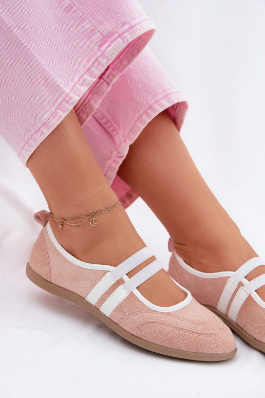 Rosa sportliche Ballerinas mit elastischen Riemen Donatella