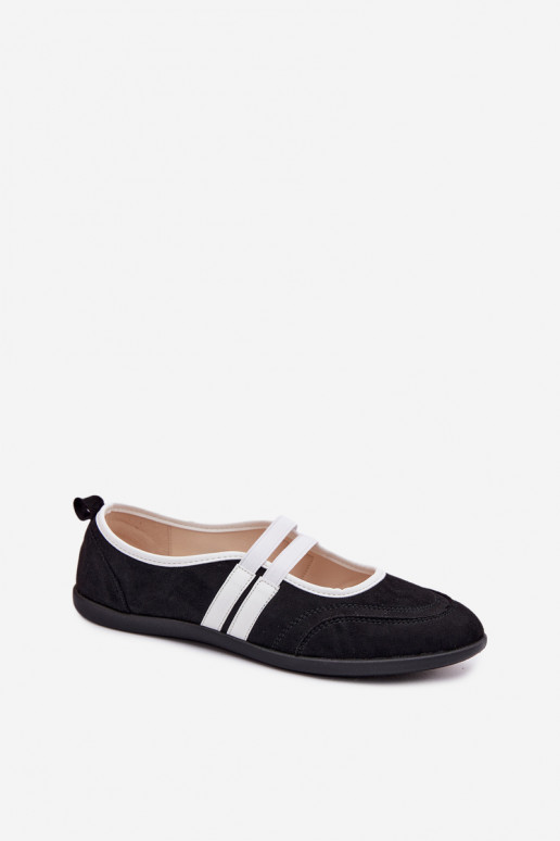 Schwarze sportliche Ballerinas mit elastischen Riemen Donatella