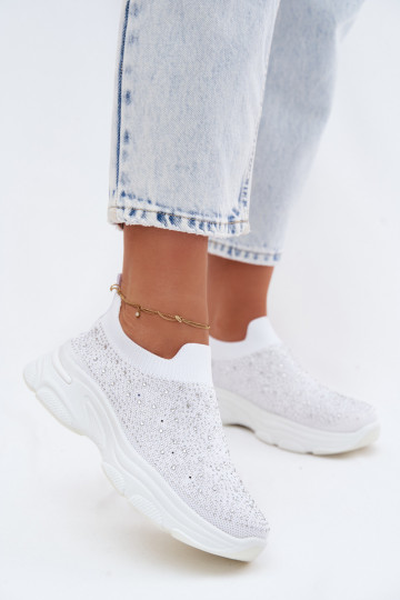 Weiße Damen-Slipper-Sportschuhe mit Dekoration Melorae 2