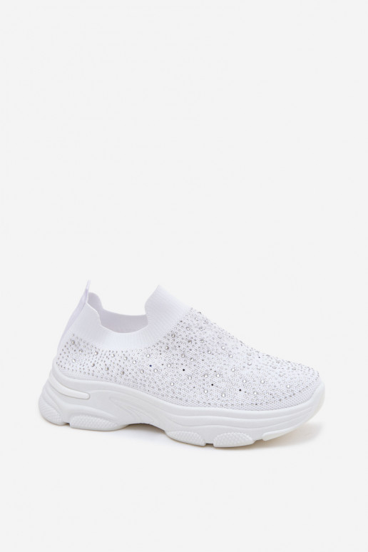 Weiße Damen-Slipper-Sportschuhe mit Dekoration Melorae