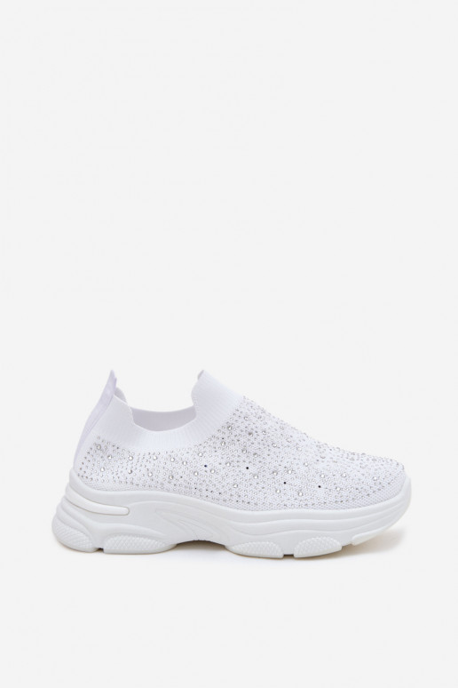 Weiße Damen-Slipper-Sportschuhe mit Dekoration Melorae
