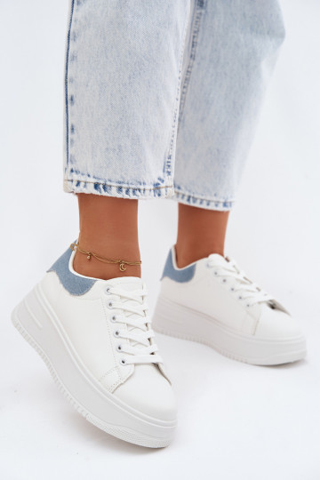 Sneakers Stilvollllschuhe Feminin mit einer PlattformImitacji Skóry INeiß-blaue Farbe Calinae 2