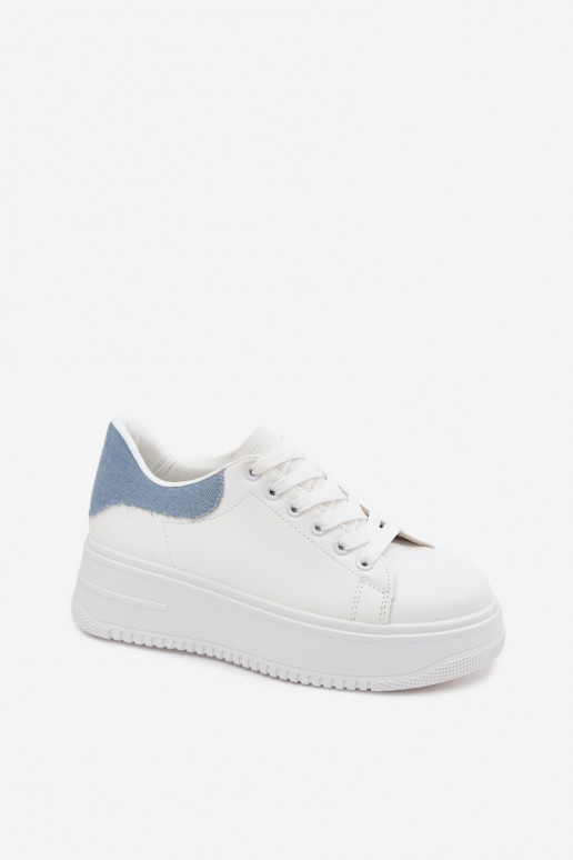 Weiße und blaue Damen-Sneaker mit Plattform aus Kunstleder Calinae