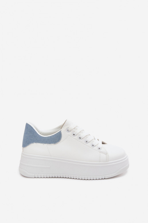Weiße und blaue Damen-Sneaker mit Plattform aus Kunstleder Calinae