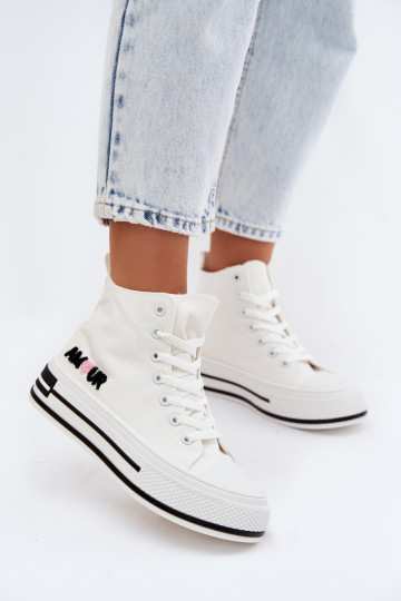 Weiße hohe Freizeitschuhe mit Plattform Liline 2