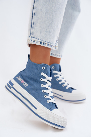 Blaue hohe Freizeitschuhe mit Plattform Liline 2