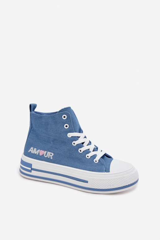 Blaue hohe Freizeitschuhe mit Plattform Liline
