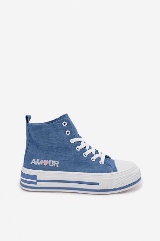 Freizeitschuhe Groß mit einer Plattform blaue Farbe Liline