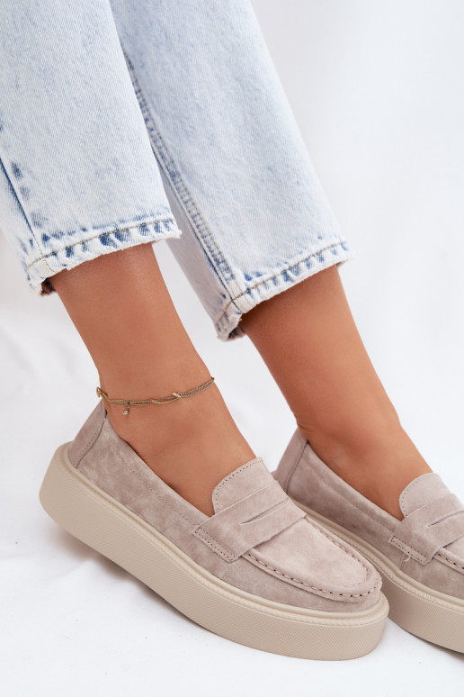 MokassinsErmöglichtturalnego aus INildlederu mit einer Plattform Vinceza 79594 Beige