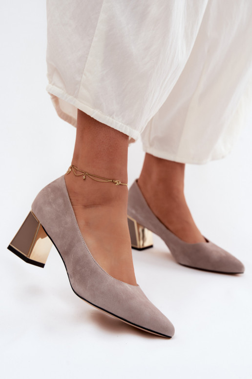 Sandfarbene Kunstveloursleder High Heels Vinceza 66921