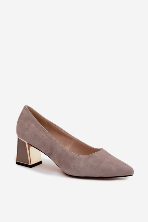 Sandfarbene Kunstveloursleder High Heels Vinceza 66921