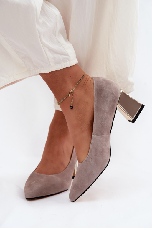 Sandfarbene Kunstveloursleder High Heels Vinceza 66921