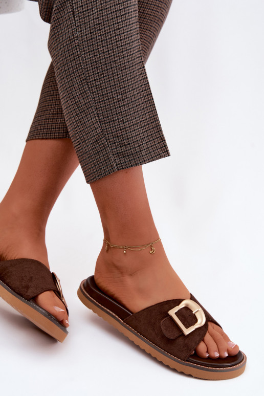 Damenhausschuhe mit goldenen Schnallen CzekoladoZue Elviane