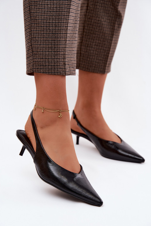 Lackierte Sandalen für DamenImitacji Skóry mit Absätzen schZuarze Farbe Averelle