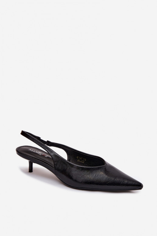 Schwarze lackierte Sandalen mit Kunstleder-Absätzen Averelle