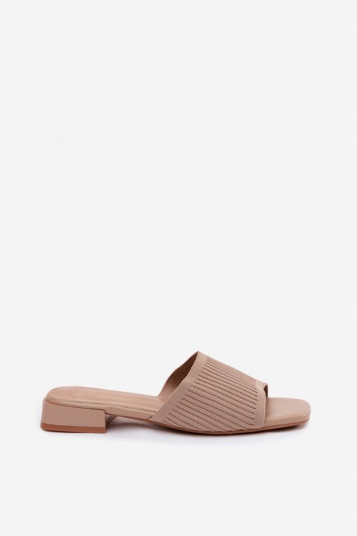 Beige Damenschuhe mit breiten Absätzen Belissea