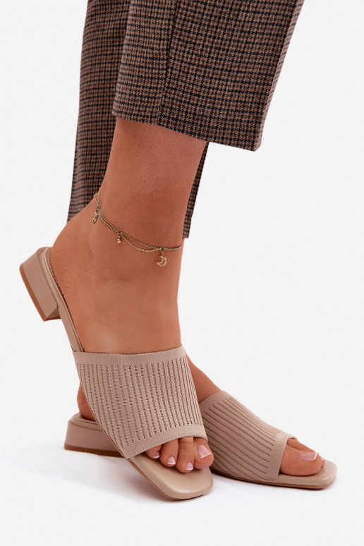  Damenhausschuhe mit breiten Absätzen Beige Belissea